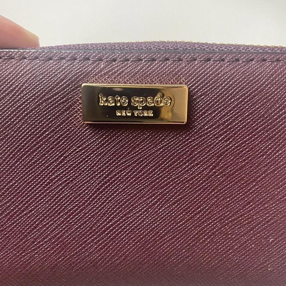 KATE SPADE Womens Red Maroon Zip Around Wallet Size S
